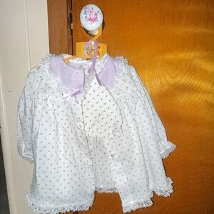Disney Lavender and White Infant Dress with Tiny Floral Print vintage